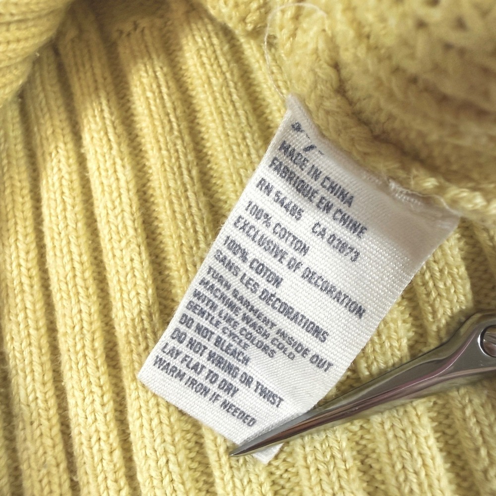 Vintage Y2K Cable Knit Sweater Small American Eagle Light Yellow preppy v neck - Picture 6 of 7